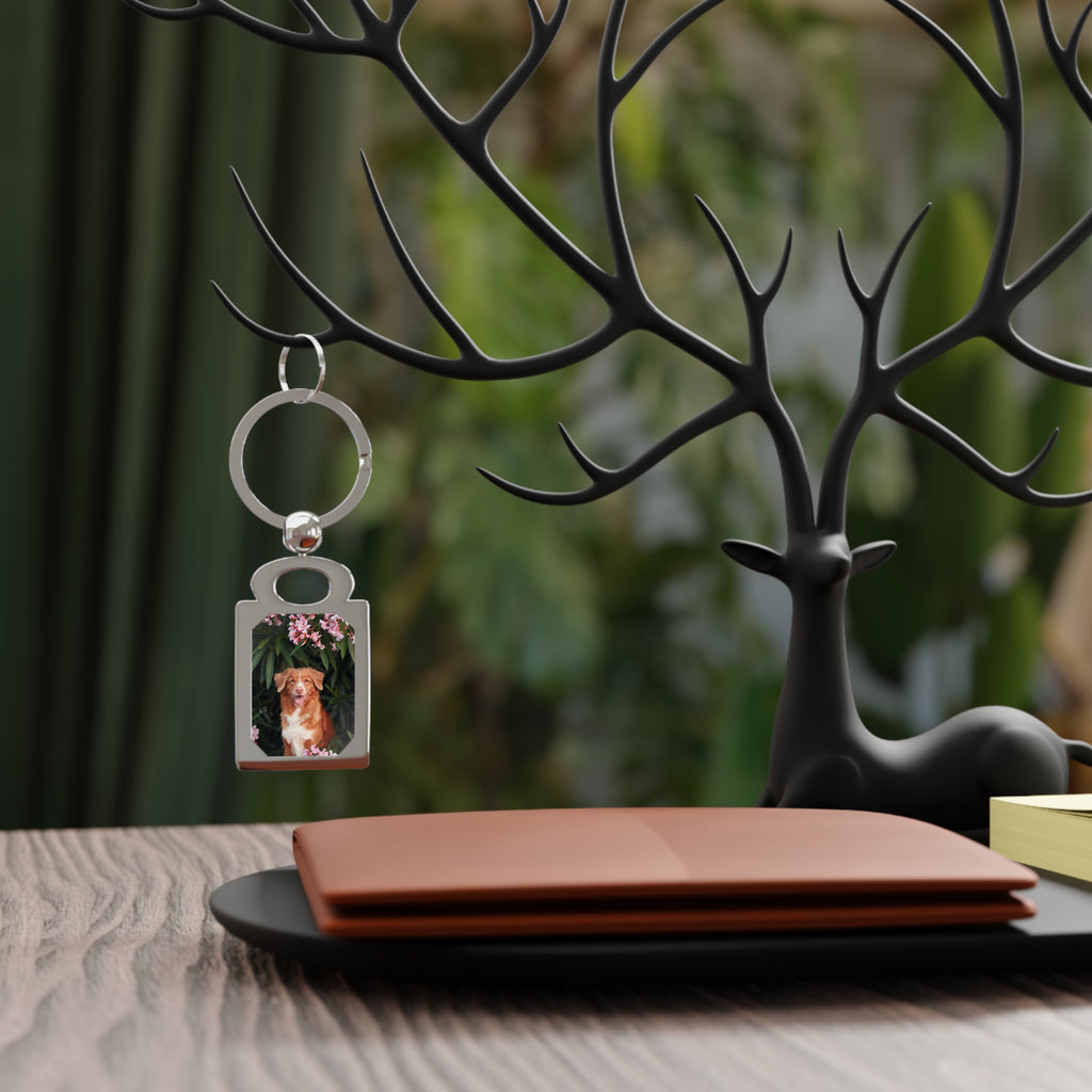 Personalized Rectangle Photo Keyring — Custom Photo Metal Keychain Gift