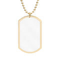 Gold-Edge Blank Dog Tag Necklace — Personalized ID Pendant with Chain